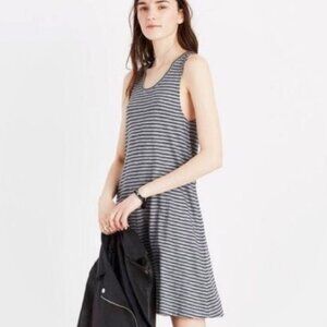 Madewell | Striped Mini Tank Dress "Highpoint" Gray & Black | Size Small